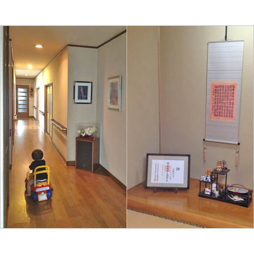 廊下や玄関など 立って見ることの多い場所では、 額縁の中心を160cm位にすると良い。