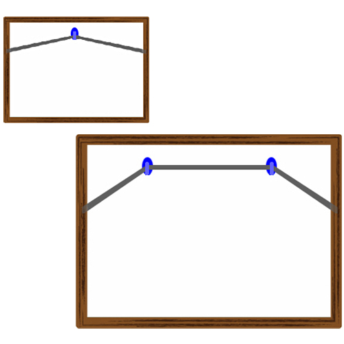 額吊金具を2箇所に付けてみよう。額吊金具を2つにすることで、額縁がとても安定します。