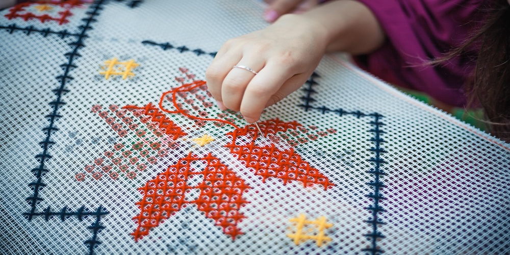 刺繍の額装術