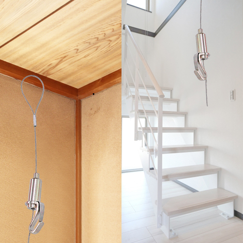 ワイヤーを加えると額縁を飾れる範囲が広がります。