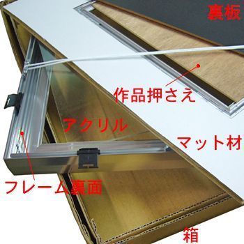 アルミ製日本画額 V29 アクリル付/318×409(F6)のボード用(厚さ5.5ミリ以下・キャンバスやパネルは飾れません) 日本画額縁 V-29 ボード仕立ての作品が入る日本画額の定番です