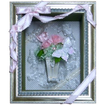 額装実例4 花瓶 花 蝶