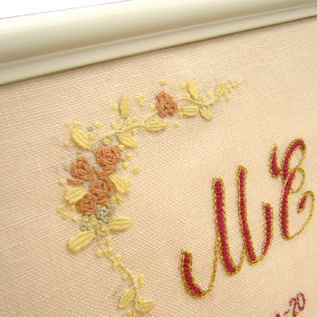 額装実例3 刺繍 誕生祝い