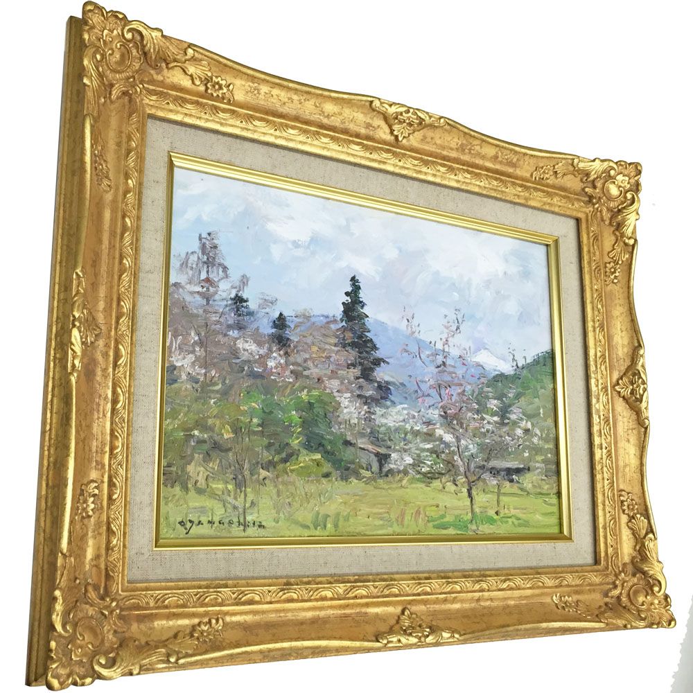 【嶋津俊則/モンマルトルの坂道】油絵 額縁付き サインあり(F3) オンラインショップ 嶋津俊則/モンマルトルの坂道】油絵 サイン