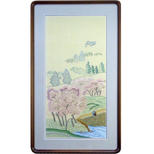 刺繍を和風に額装