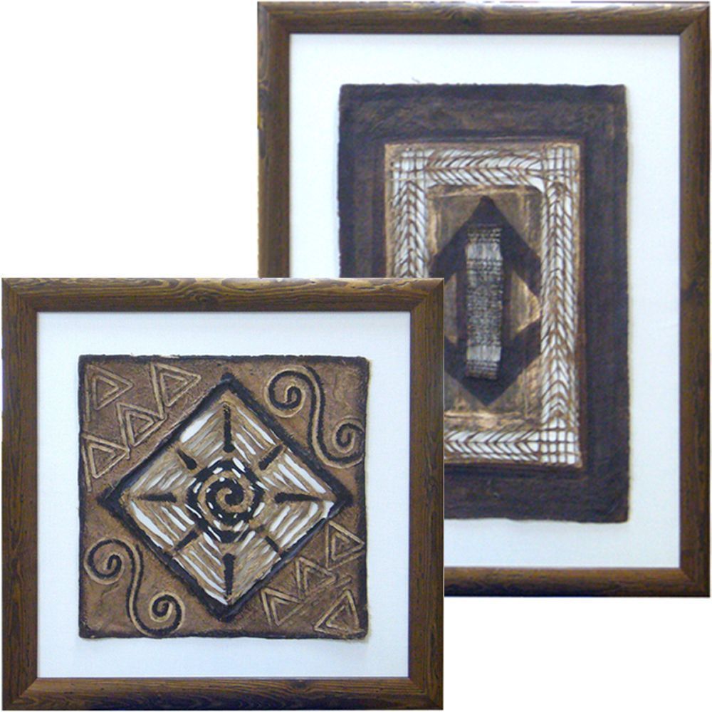 木皮を張付けたキャンバス