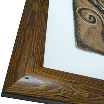 木皮を張付けたキャンバス