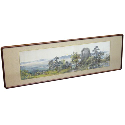 墨彩画 隅丸欄間額