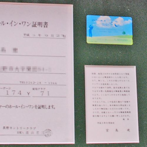 額装実例3 ホールインワン記念品