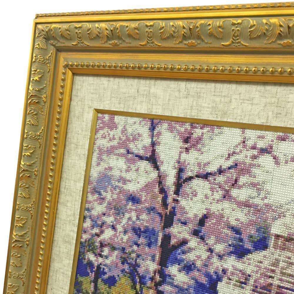 額装実例5 クロスステッチ 花園小屋