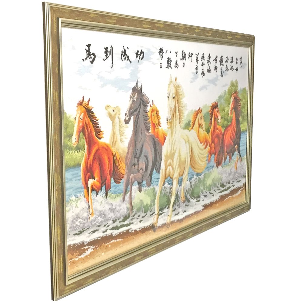 額装実例6 クロスステッチ 馬到成功