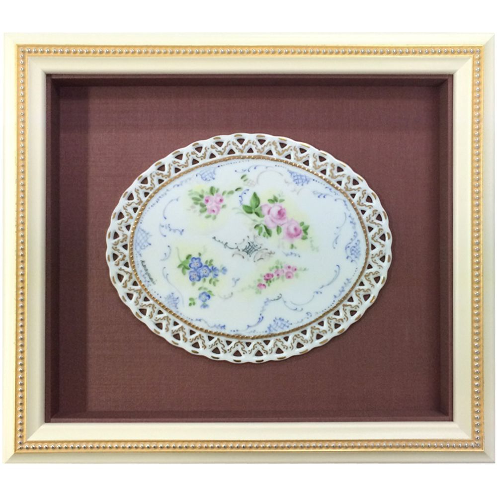 透かし付 楕円の陶板