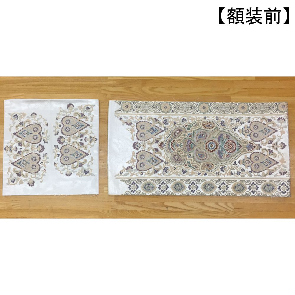 額装実例8 着物の帯の浮かし額装