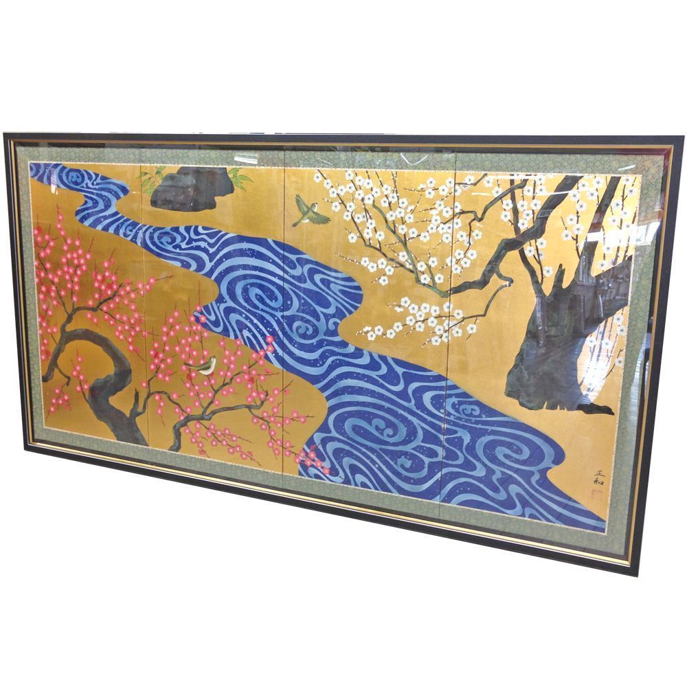 紅白梅図 4曲屏風