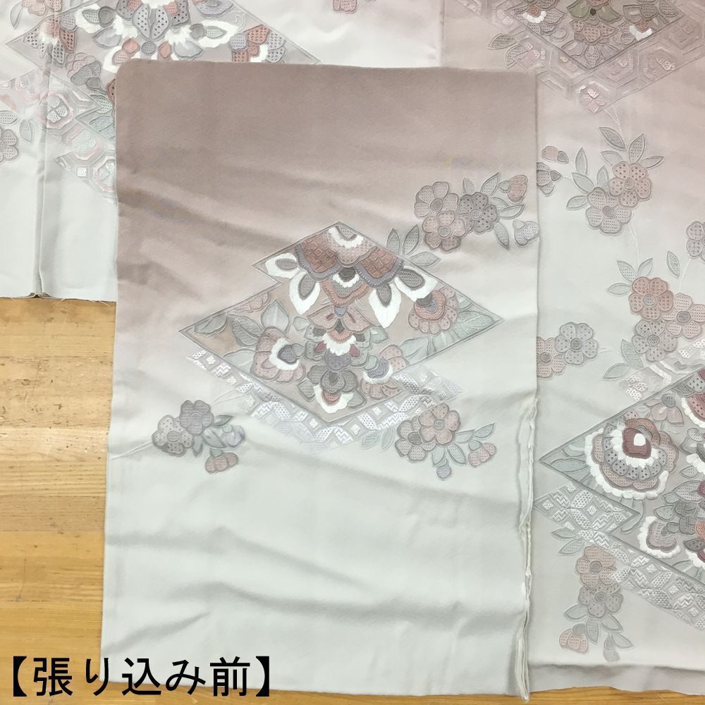 額装実例8 着物の刺繍 浮かし額装
