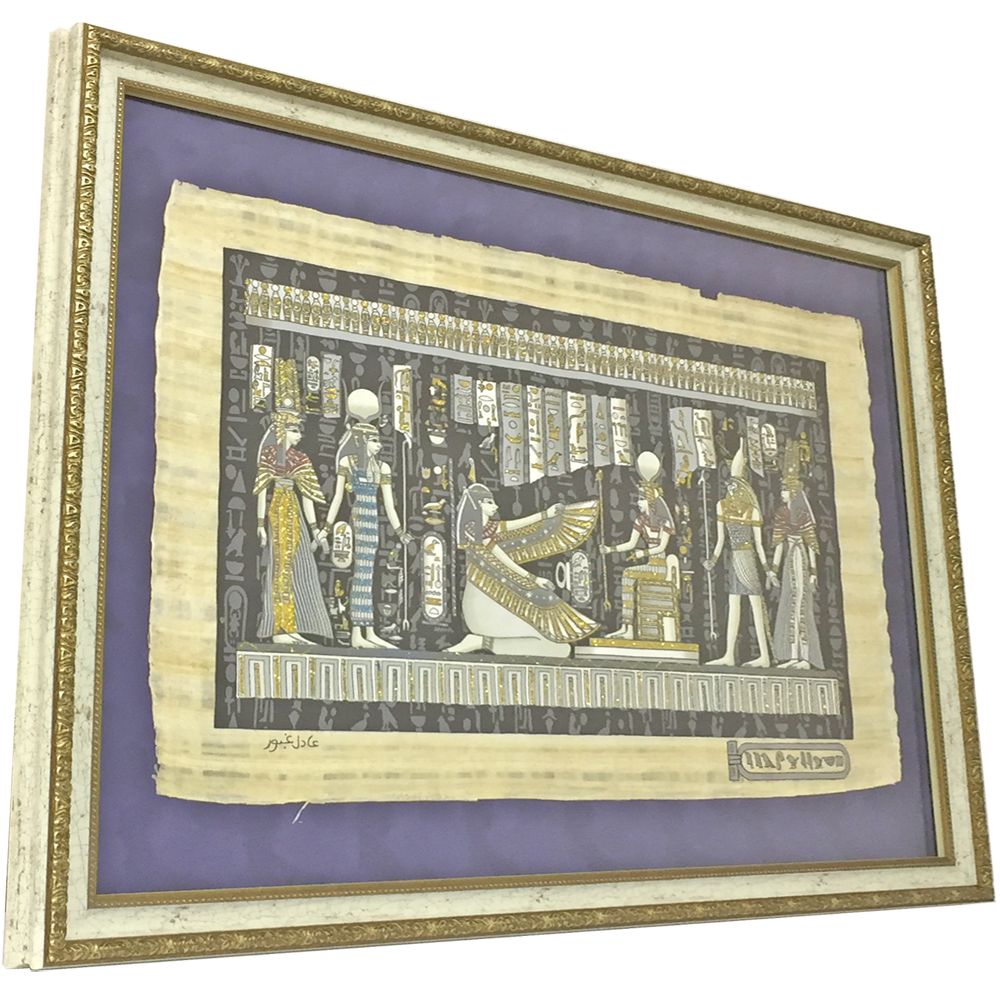 金ラメ付きのパピルスの額装例の写真