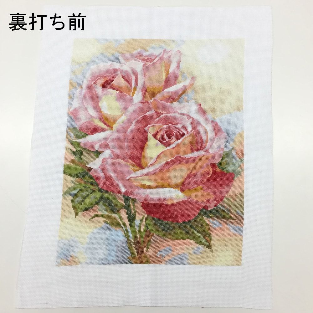 額装実例5 薔薇 クロスステッチ