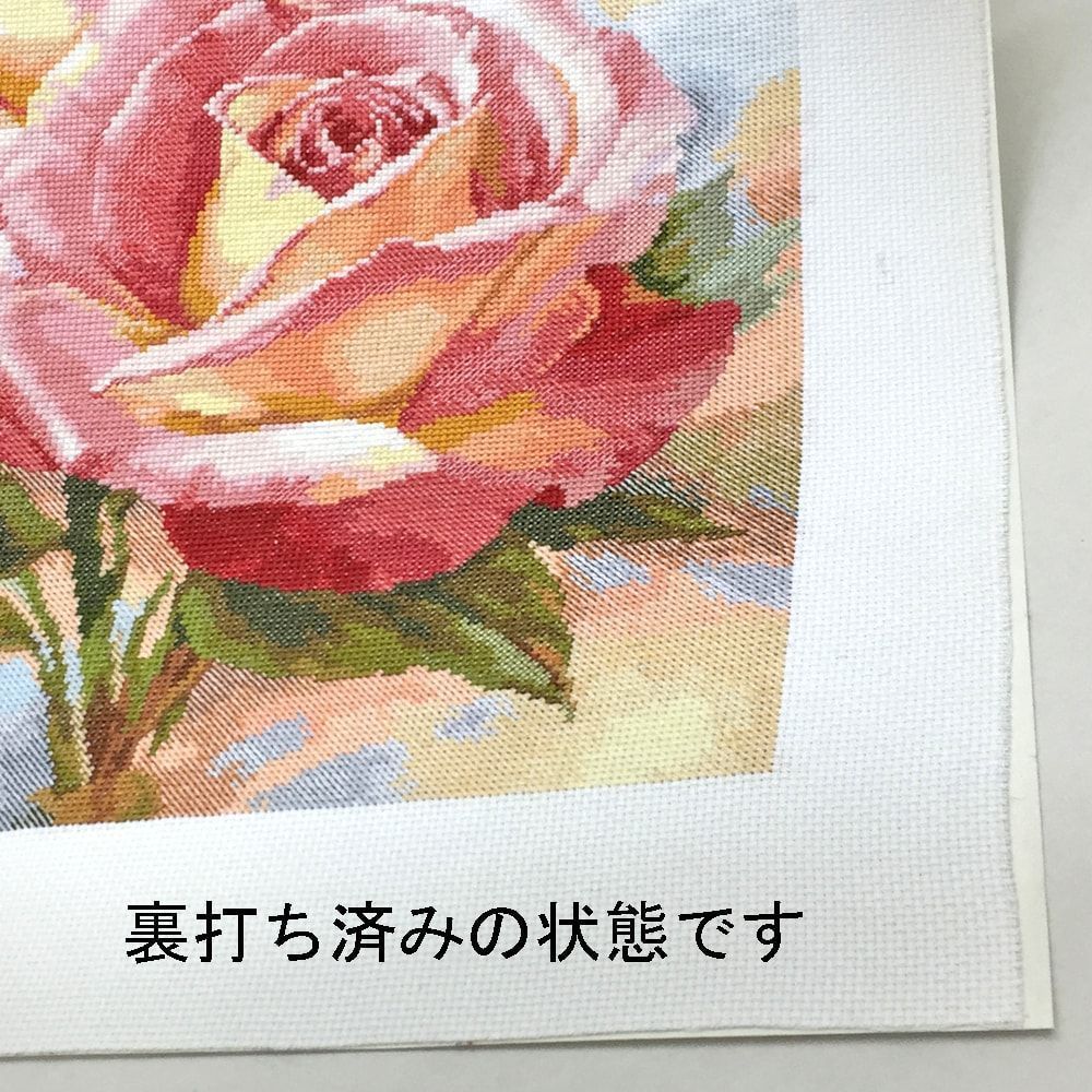 額装実例7 薔薇 クロスステッチ