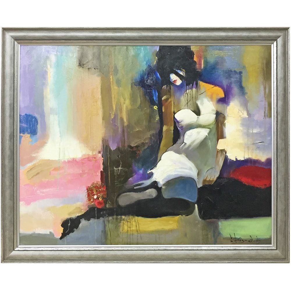 油絵を木枠張りして額装