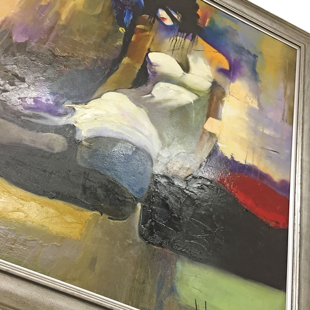 額装実例4 油絵を木枠張りして額装