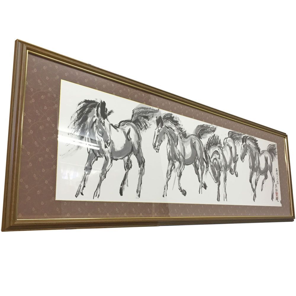 水墨画 馬群