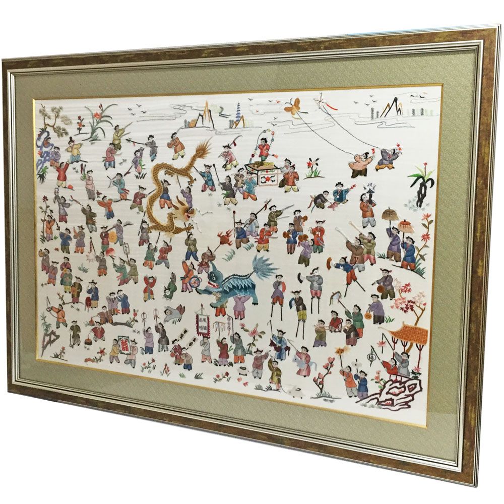 額装実例1 上海で購入した刺繍絵画