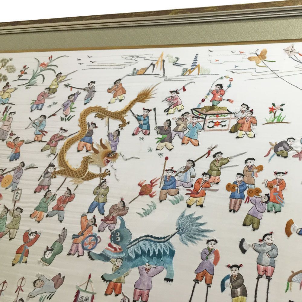 額装実例4 上海で購入した刺繍絵画