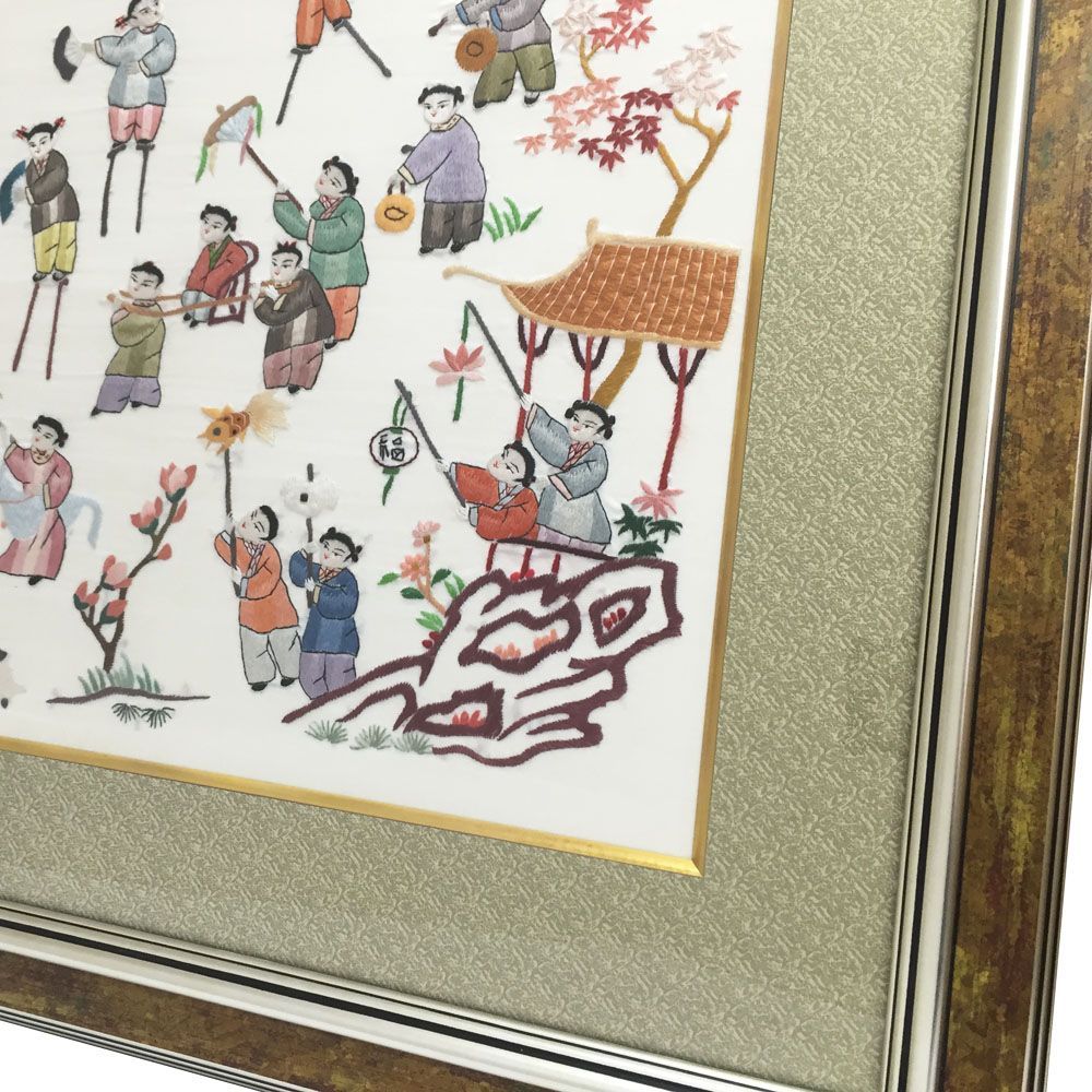 額装実例5 上海で購入した刺繍絵画