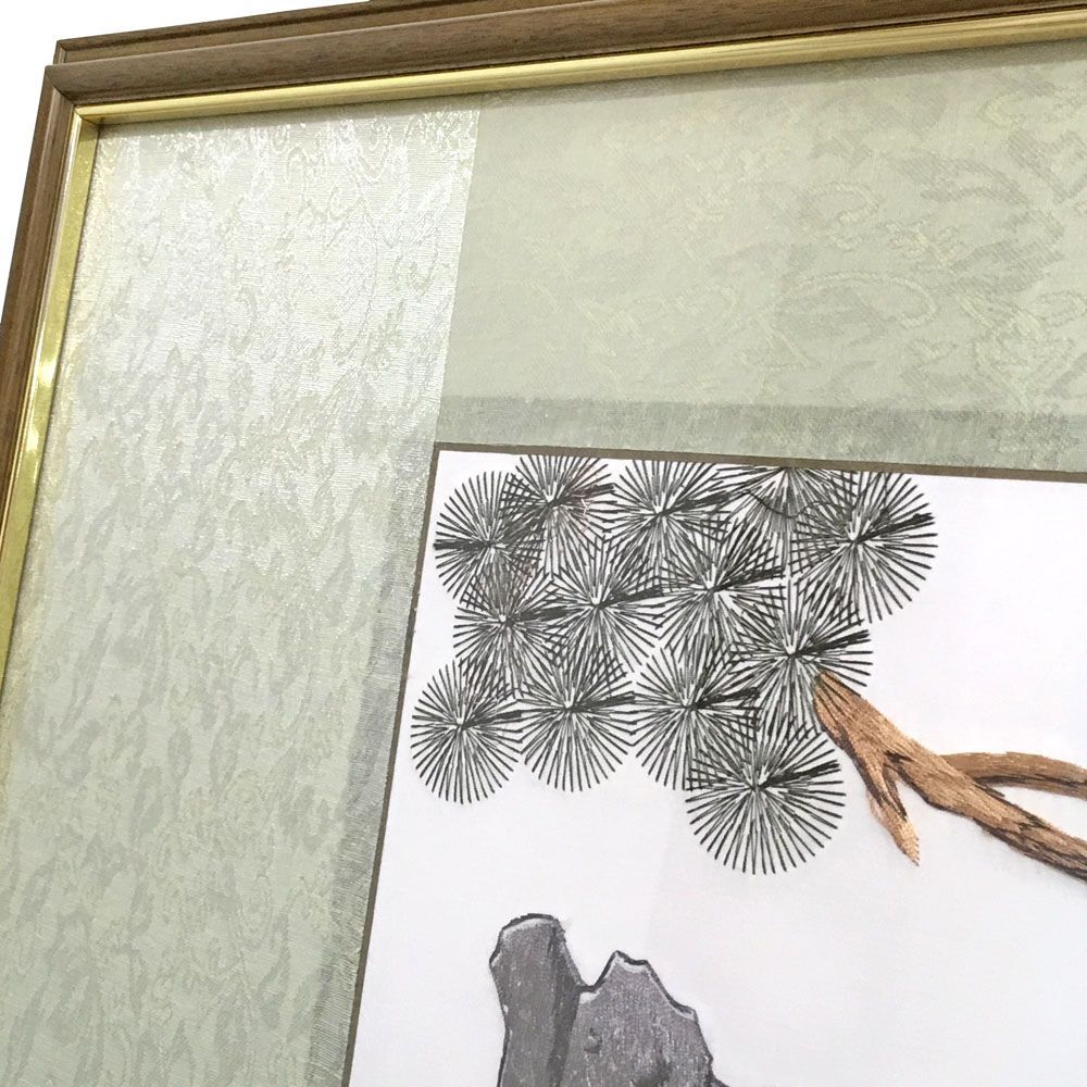 額装実例3 中国刺繍絵画 凧揚げ