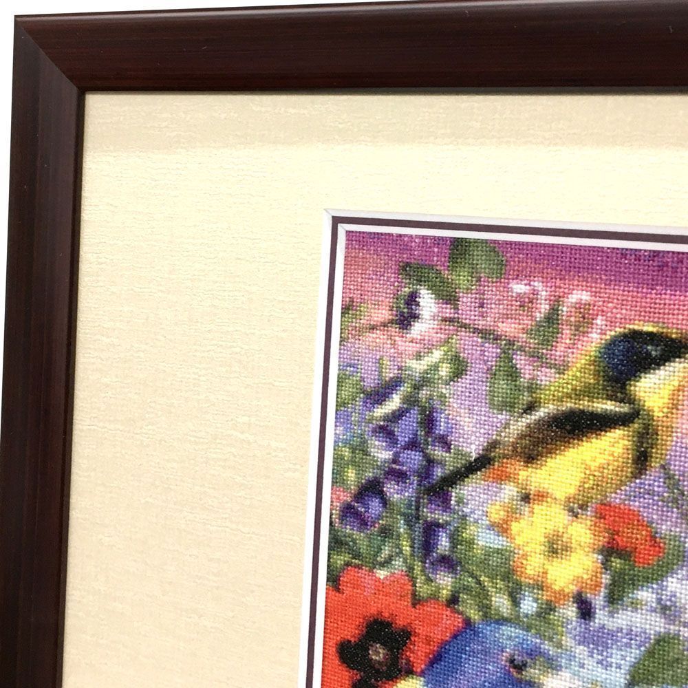 南国鳥の刺繍 手ぬぐい額で