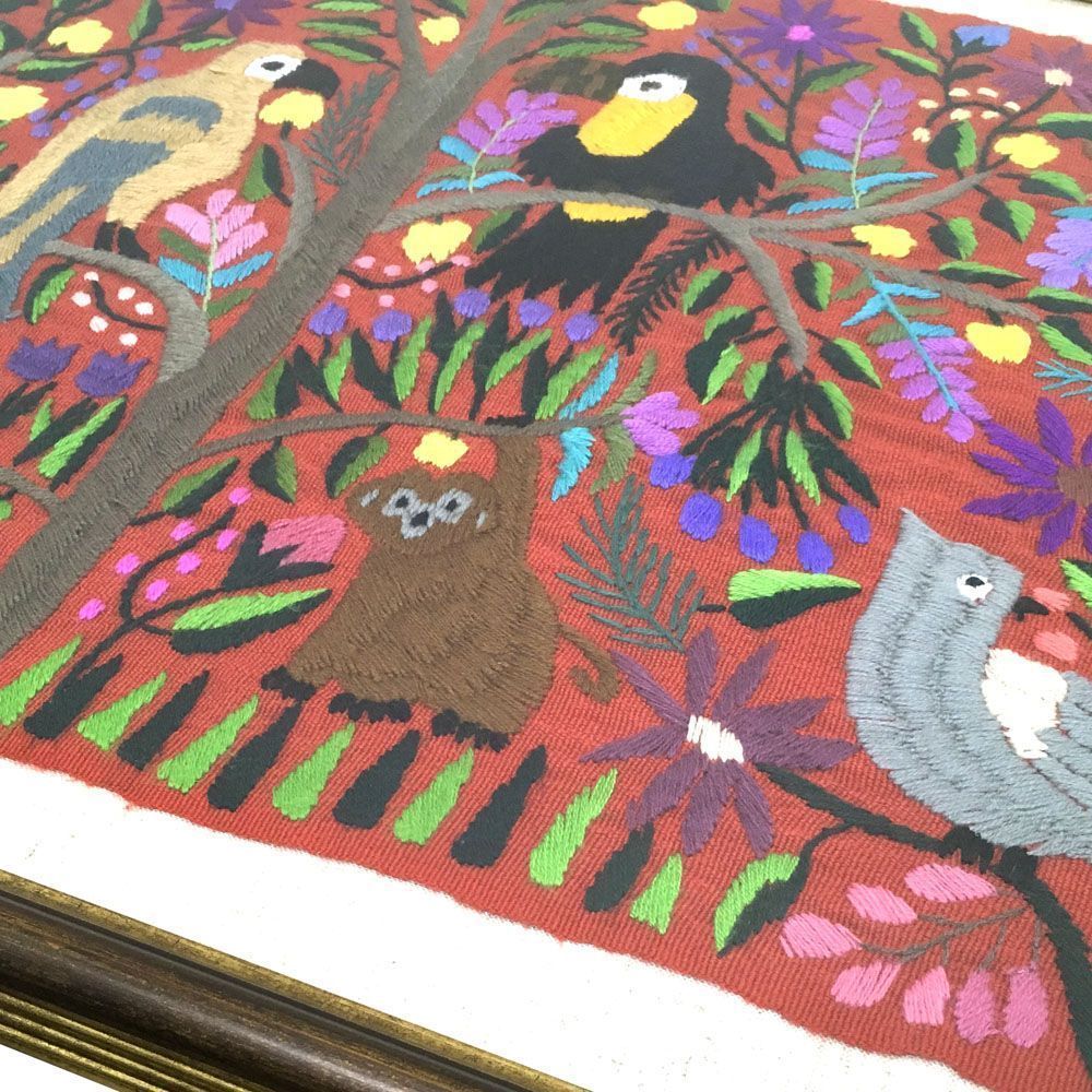 額装実例7 メキシコ刺繍 タペストリー