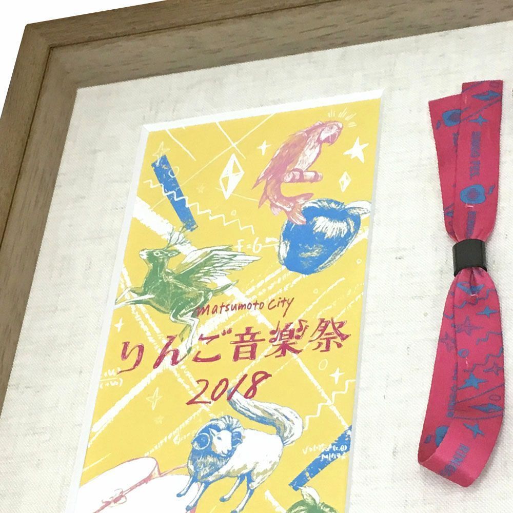 額装実例4 音楽祭チケット 写真とリボン