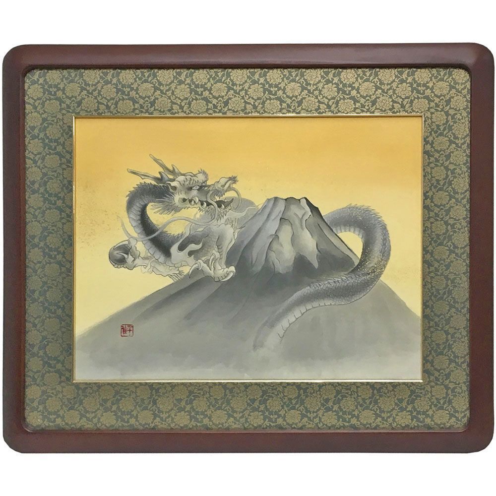 富士山を抱えた龍 絹本