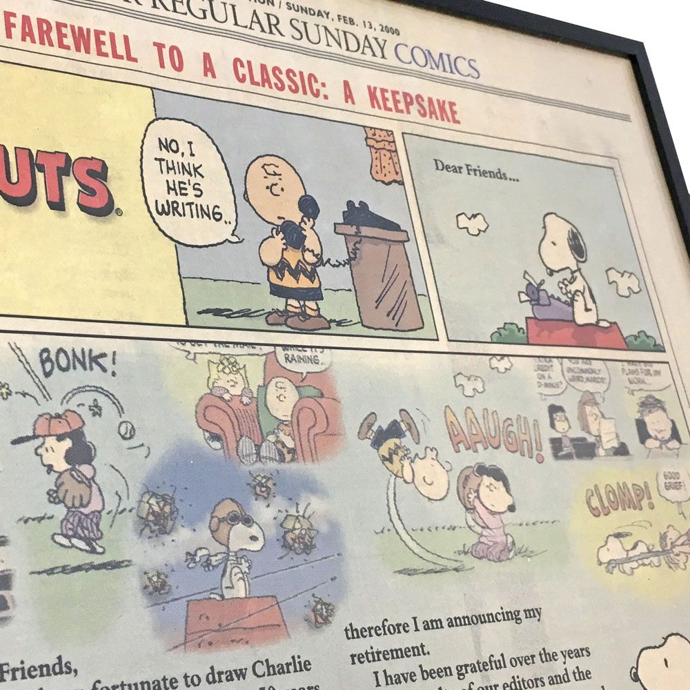 額装実例3 ピーナッツ最終回 新聞