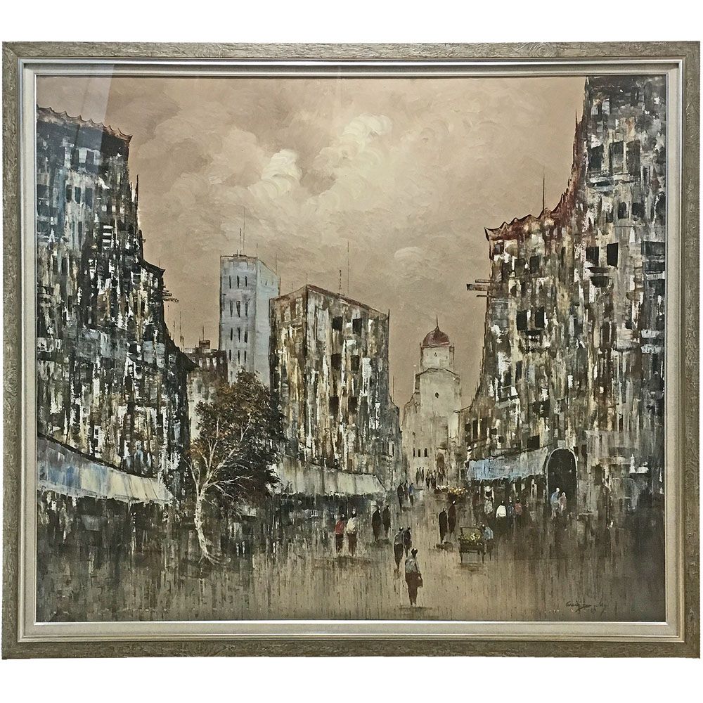 大型油絵 麻ライナー付
