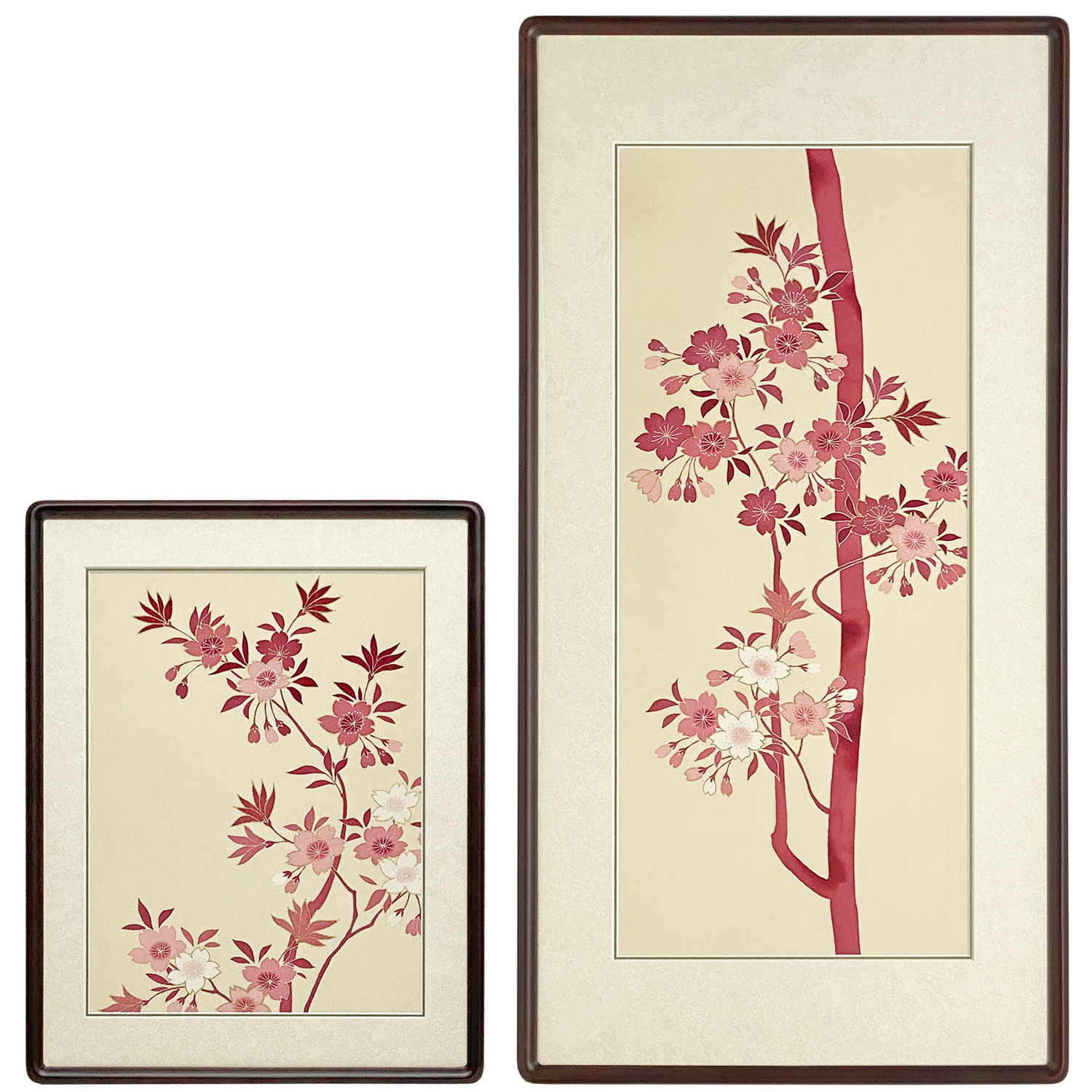 桜柄のお着物 一部分を額装