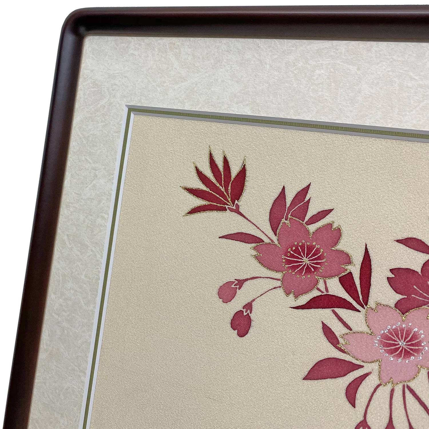 桜柄のお着物 一部分を額装