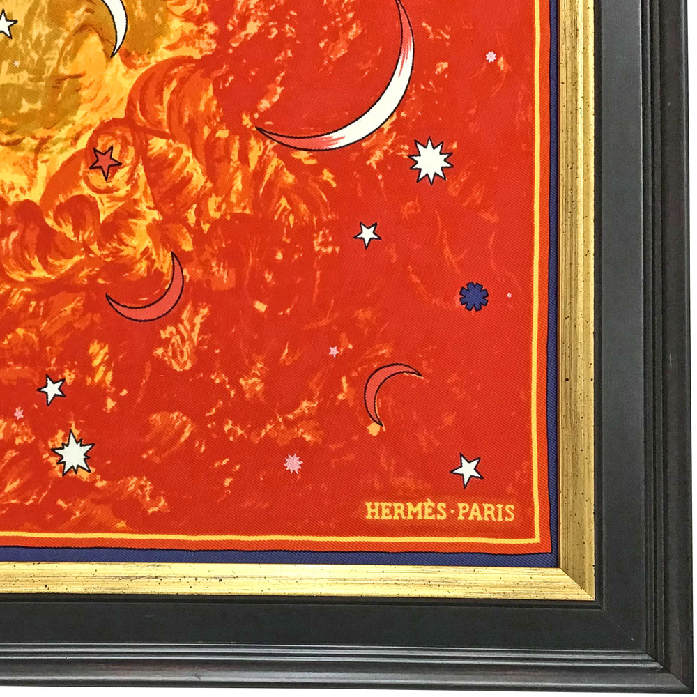 額装実例3 エルメス 月や星のスカーフ
