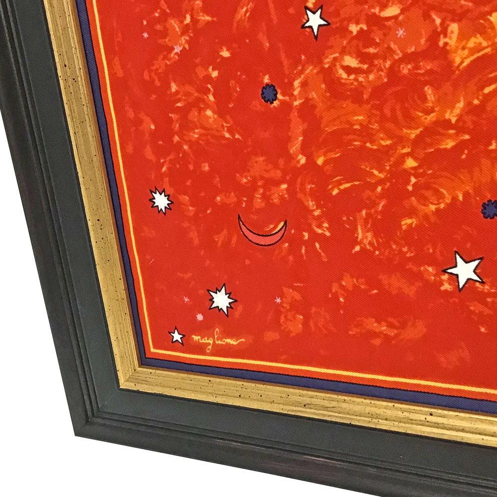 額装実例6 エルメス 月や星のスカーフ