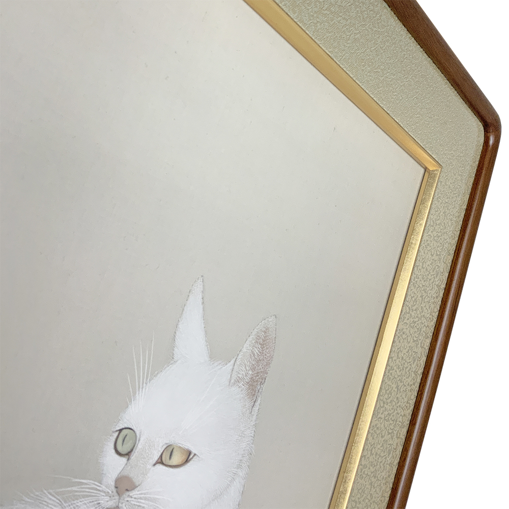 猫 日本画 まくりの絹本