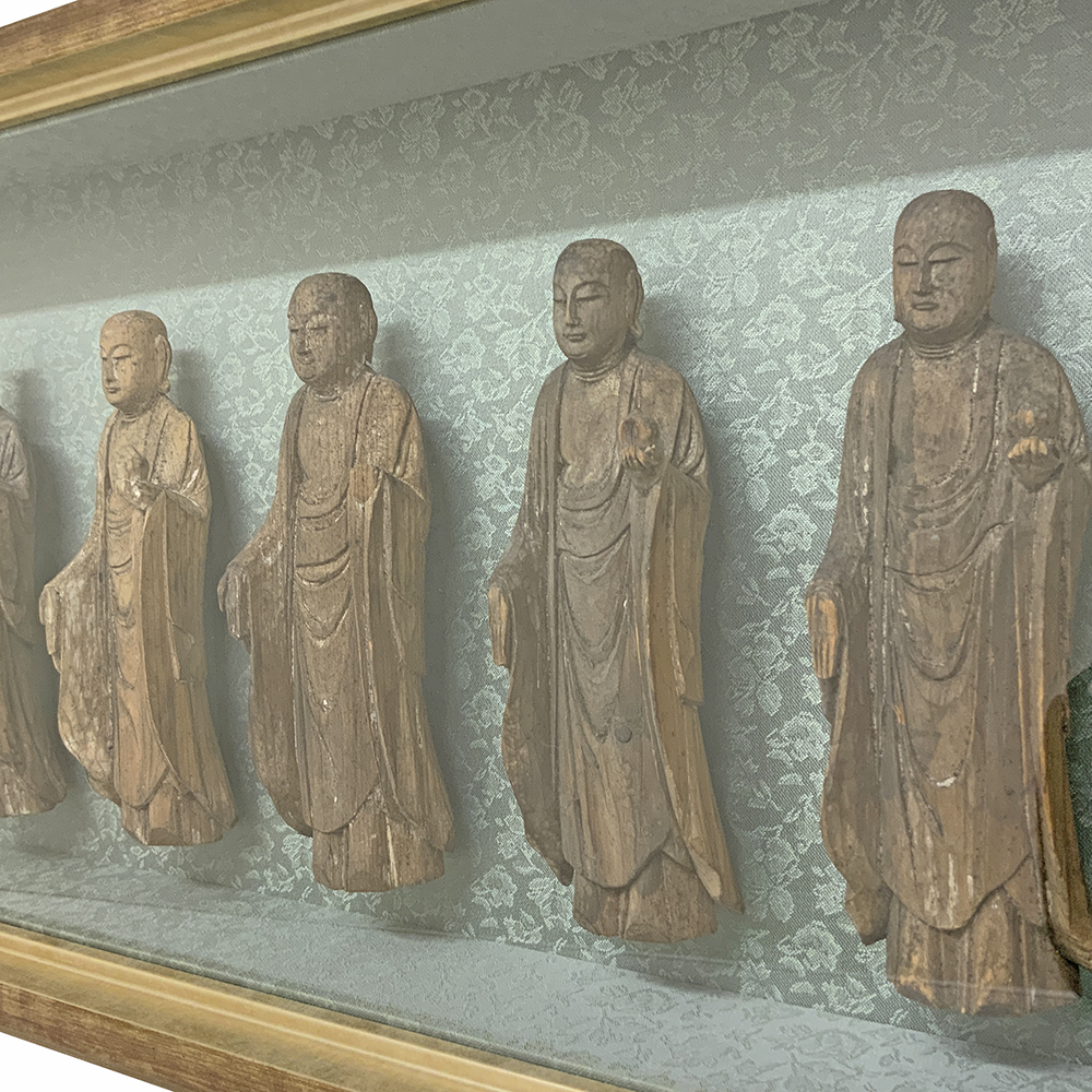 額装実例6 木彫りのお地蔵様