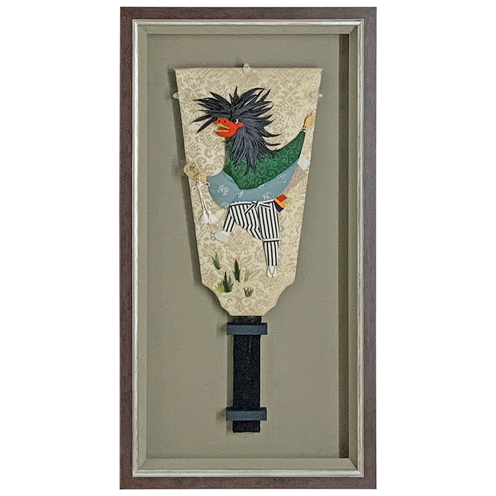 獅子舞の羽子板 つまみ絵