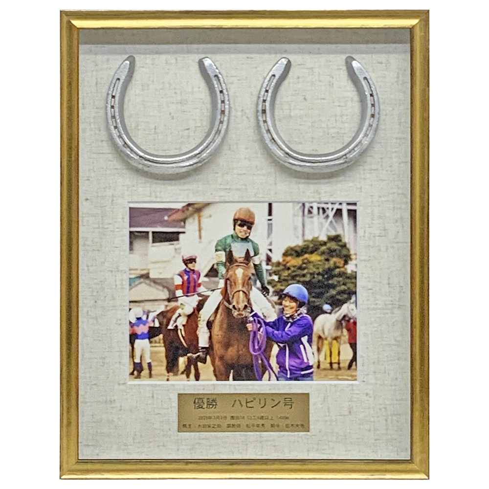額装実例1 蹄鉄とお写真 競馬