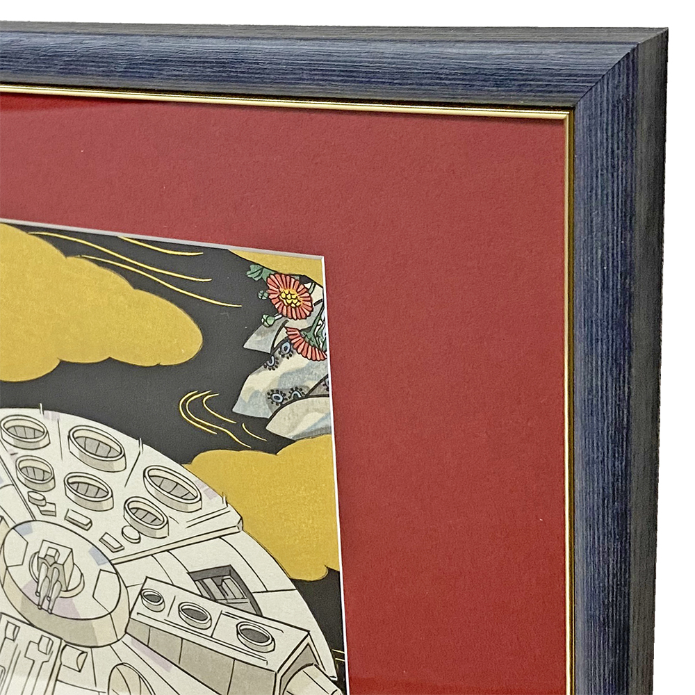 額装実例2 星間大戦絵巻 浮世絵3枚続き