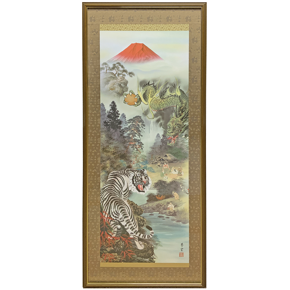 掛け軸 カットして額縁に張込