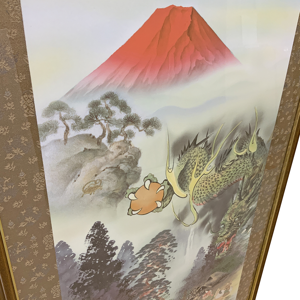 額装実例3 掛け軸 カットして額縁に張込