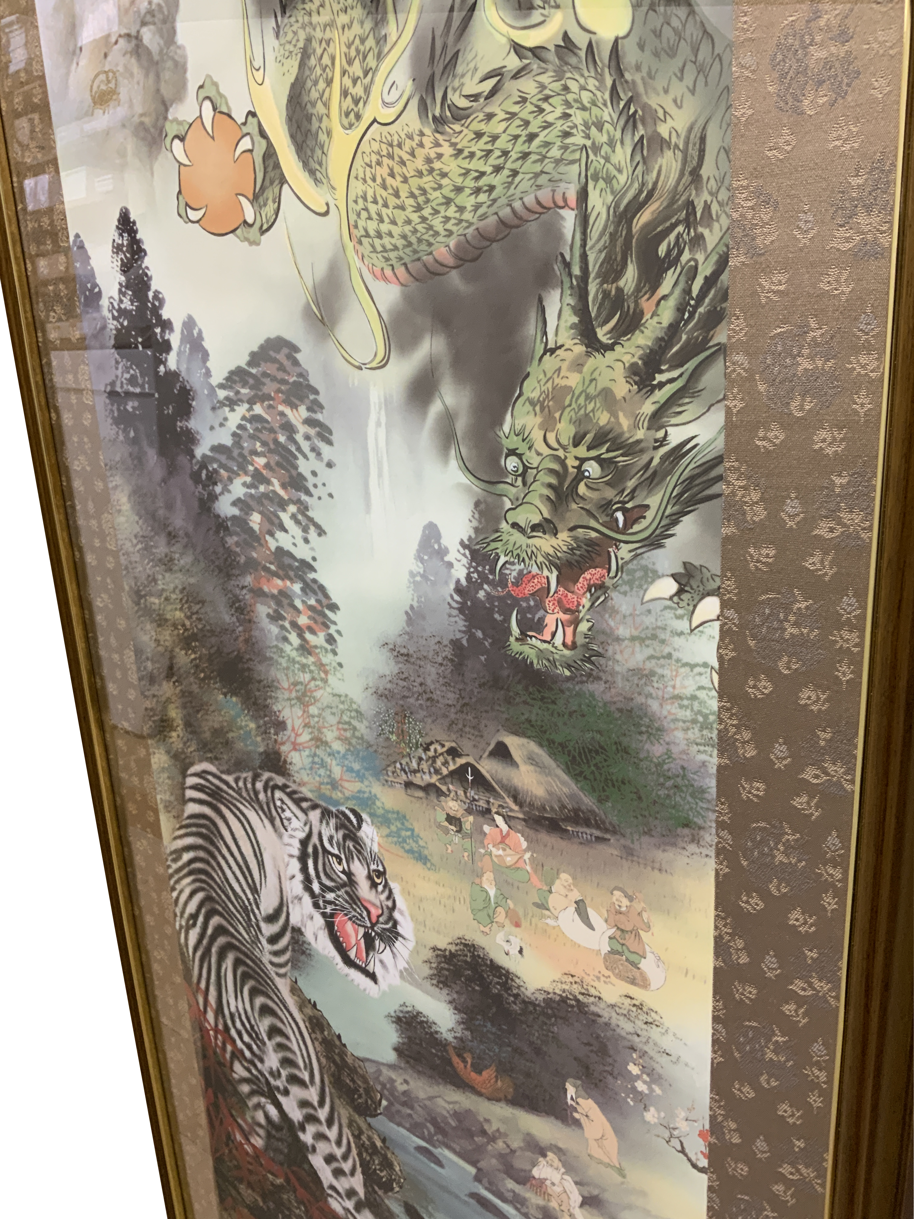 額装実例4 掛け軸 カットして額縁に張込