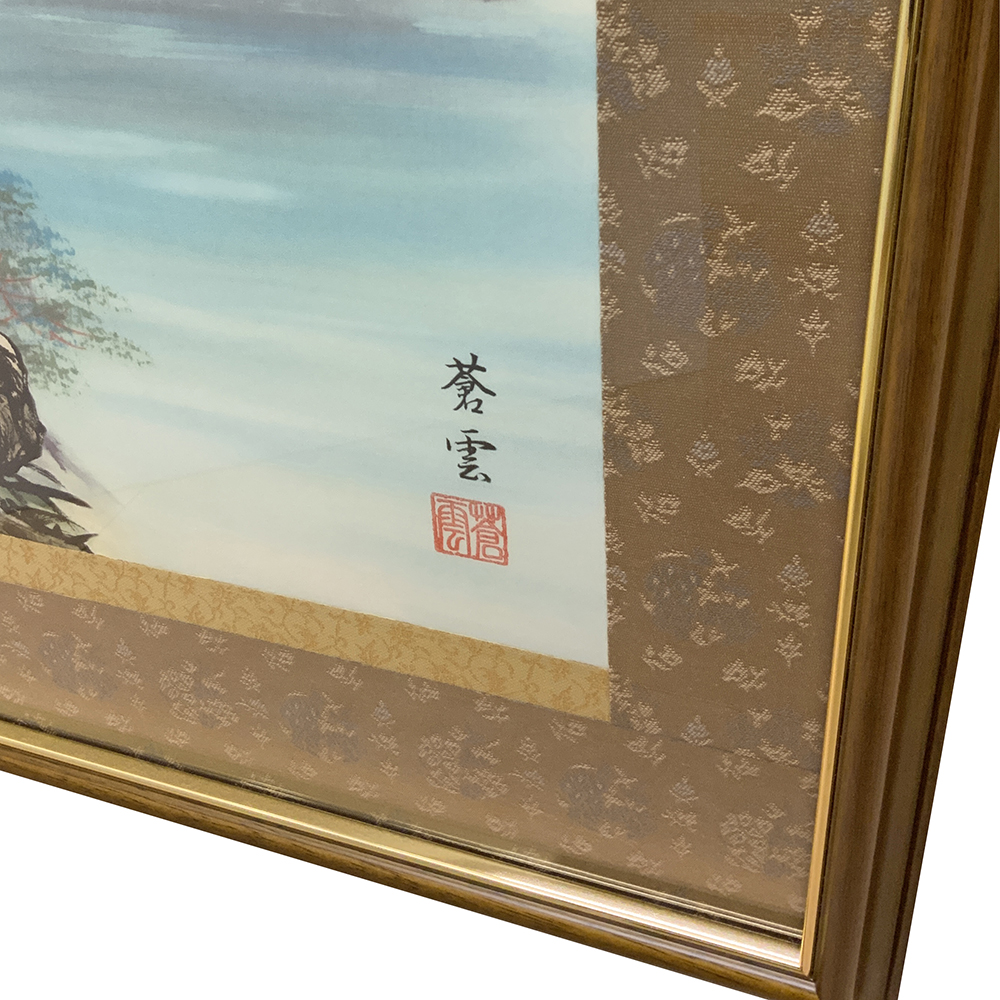 額装実例5 掛け軸 カットして額縁に張込