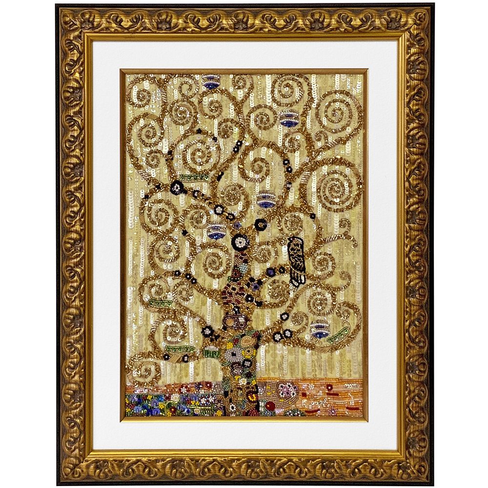 クリムト 生命の樹 ビーズ刺繍
