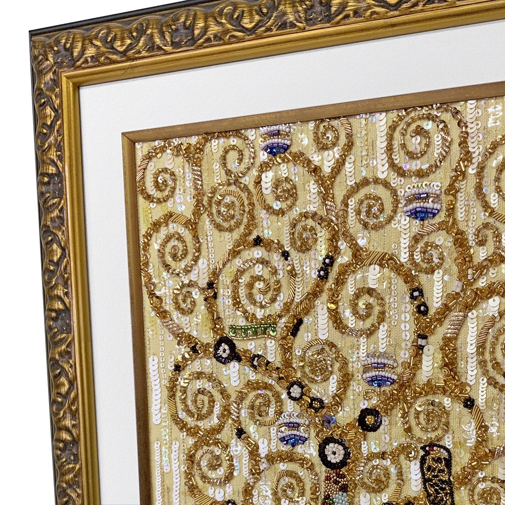 額装実例2 クリムト 生命の樹 ビーズ刺繍